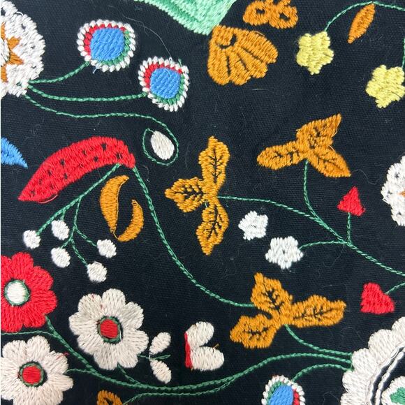 Zara Womens S Black Embroidered Boho Casual Mini Skirt Bird Design Lined - Picture 6 of 6